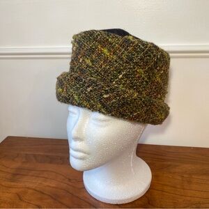 Olive Green Tweed Seeberger Germany Toque Cuffed Hat
